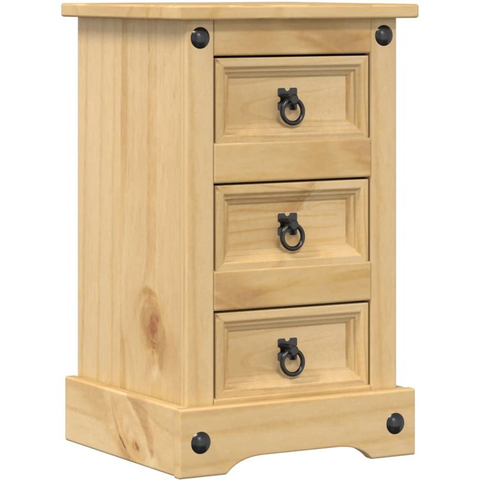 Mesita de noche corona madera maciza de pino 35x32,5x58 cm - comfortxl