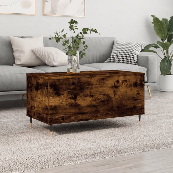 Vidaxl mesa de centro madera contrachapada roble ahumado 90x44,5x45 cm