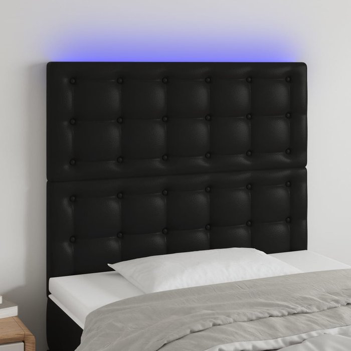 Cabecero led negro 90x5x118/128 cm polipiel