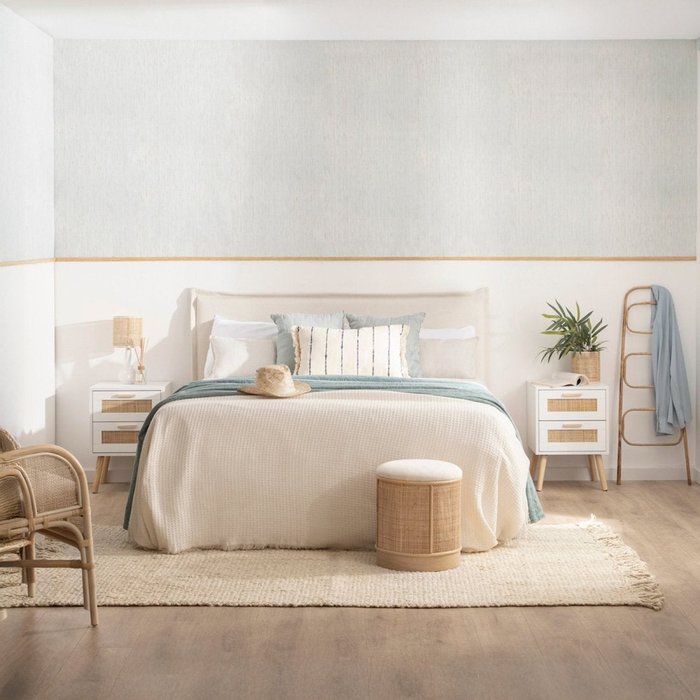 Pack 2 mesitas de noche efecto madera blanco 40 x 56 cm