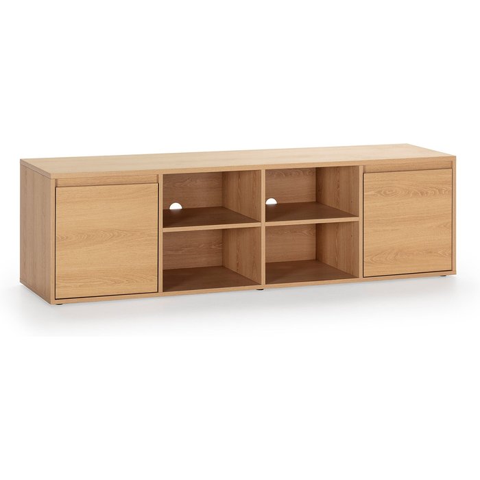 Mueble tv tori 2 puertas 4 huecos, color roble, 160 cm