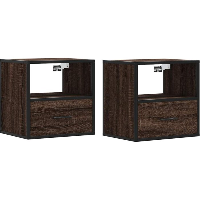 Mesitas de noche pared 2 uds color roble marrón 40x31x39,5 cm - comfortxl