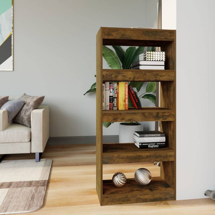 Librería/separador roble ahumado 60x30x135 cm madera contrachapada