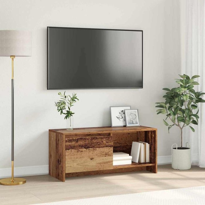Mueble de tv de pared, madera antigua, 90 x 35 x 40 cm