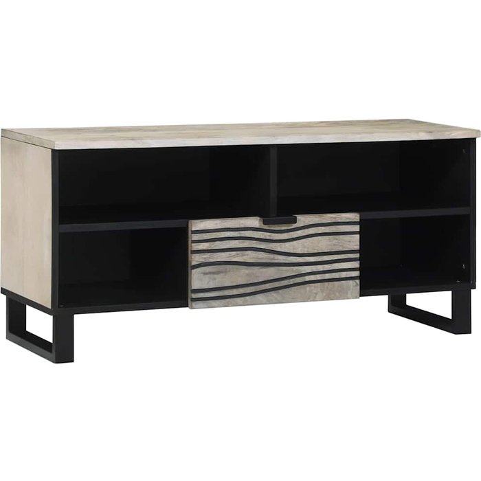 Mueble de tv con cajón, blanco, 105 x 33 x 46 cm, madera de ingeniería