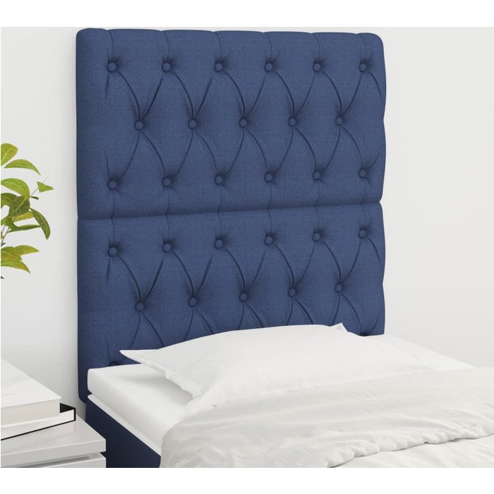Cabeceros 2 uds azul 80x7x78/88 cm tela