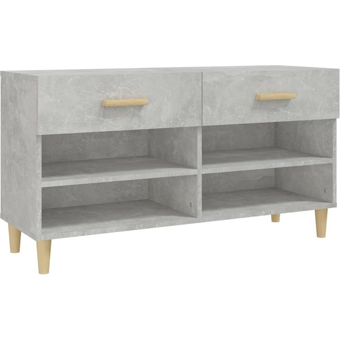 Mueble zapatero madera contrachapada gris hormigón 102x35x55 cm - comfortxl
