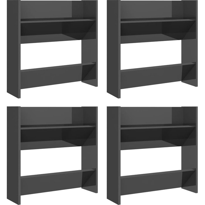 Zapateros de pared 4 uds contrachapada gris brillo 60x18x60 cm - comfortxl