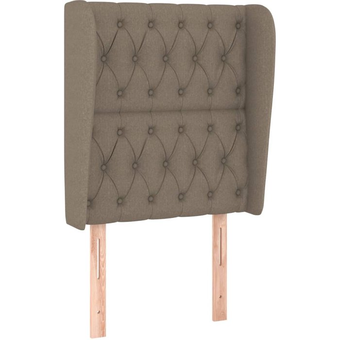 Cabecero cama - mueble cabecero con orejas de tela gris taupe 83x23x118/128 cm