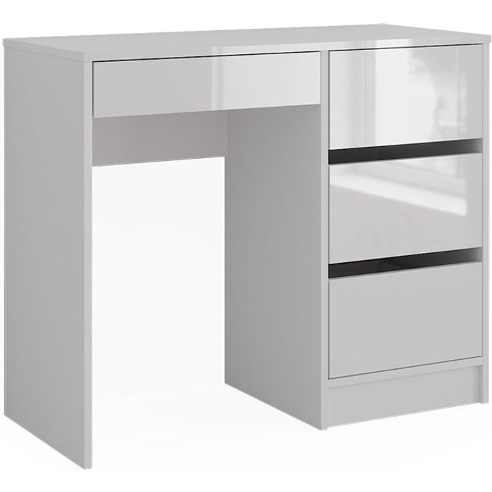 Vicco escritorio sherry, blanco alto brillo, 90 x 40 cm con cajones