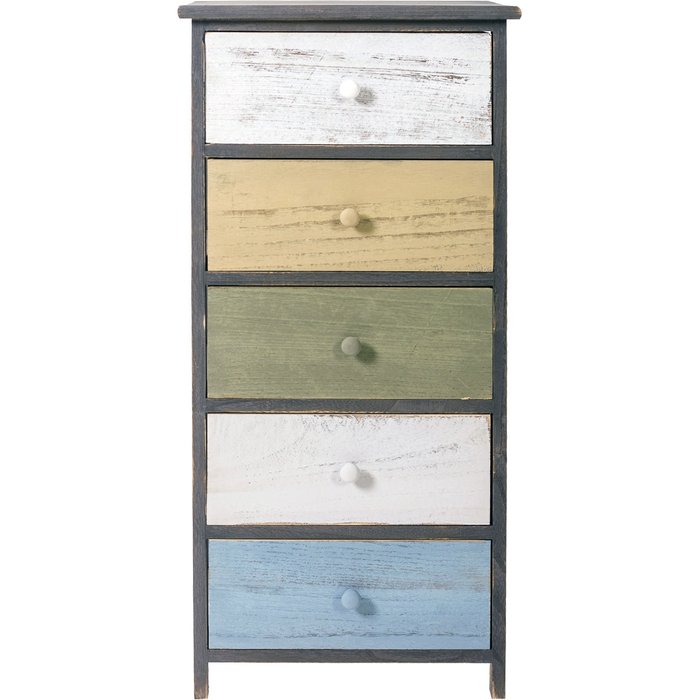 Mesita de noche rebecca mobili cajonera 4 cajones madera gris retro 87x40x29
