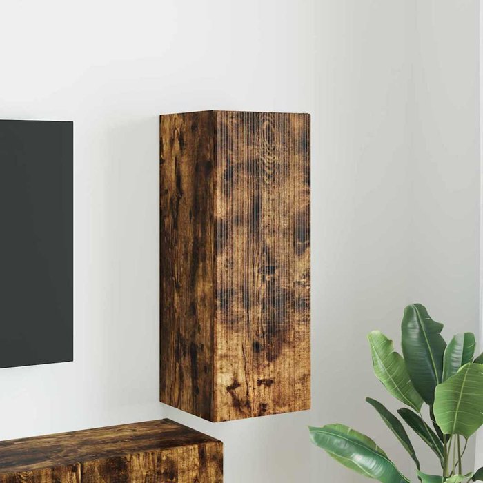 Mueble de tv de pared, roble ahumado, 30 x 31 x 80 cm, madera de ingeniería