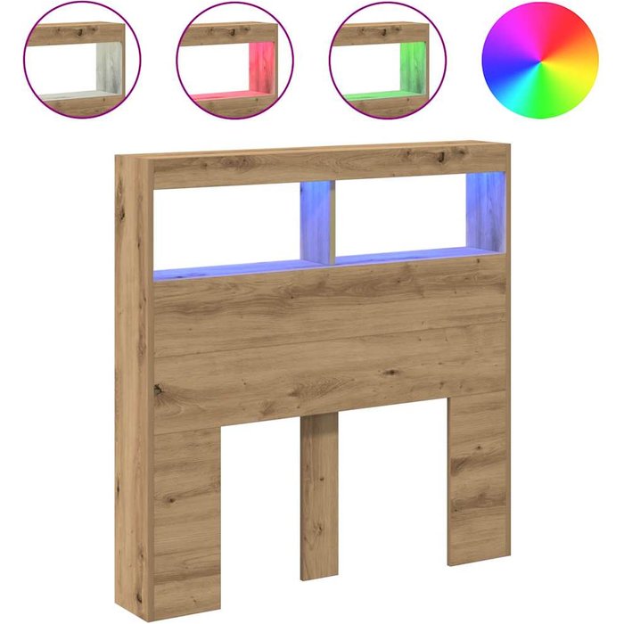 Cabecero de cama con led roble artesanal 100x17x102 cm cfw9234953