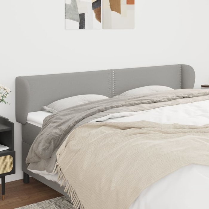 Cabecero con orejas gris claro 183x23x78/88 cm tela