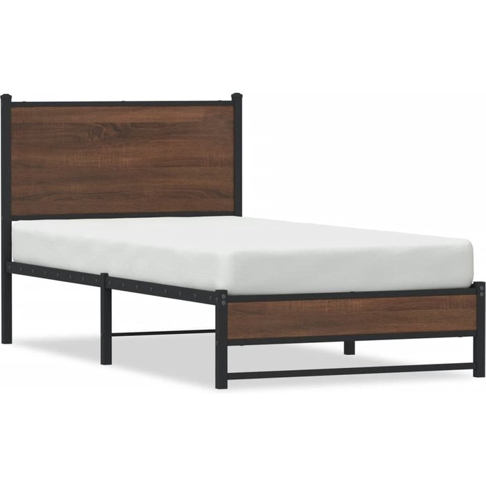Estructura de cama sin colchón metal marrón roble 90x200 cm vidaxl