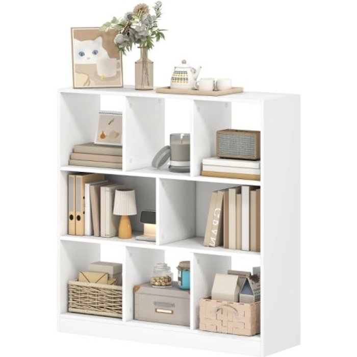 Librería independiente, 8 estantes, 97,5 x 30 x 100 cm, color blanco