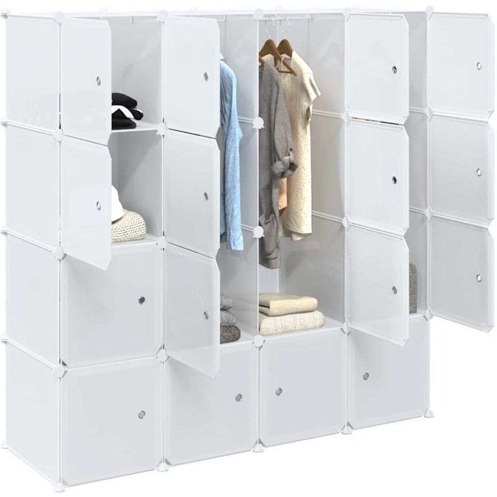 Vidaxl organizador de cubos almacenamiento 16 cubos varillas colgar pp