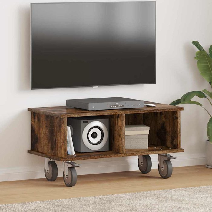 Mueble de tv de roble ahumado 68,5 x 35 x 35 cm madera de ingeniería
