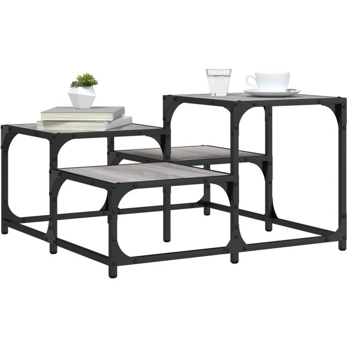 Mesa de centro sonoma gris 68x68x40 cm madera contrachapada