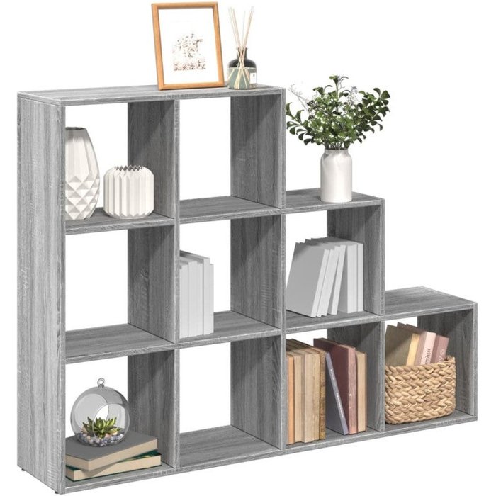 Librería divisora 3 niveles madera gris sonoma 137,5x29x103,5cm vidaxl