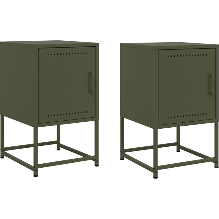 Mesitas de noche 2 unidades acero verde oliva 36x39x60,5 cm - comfortxl