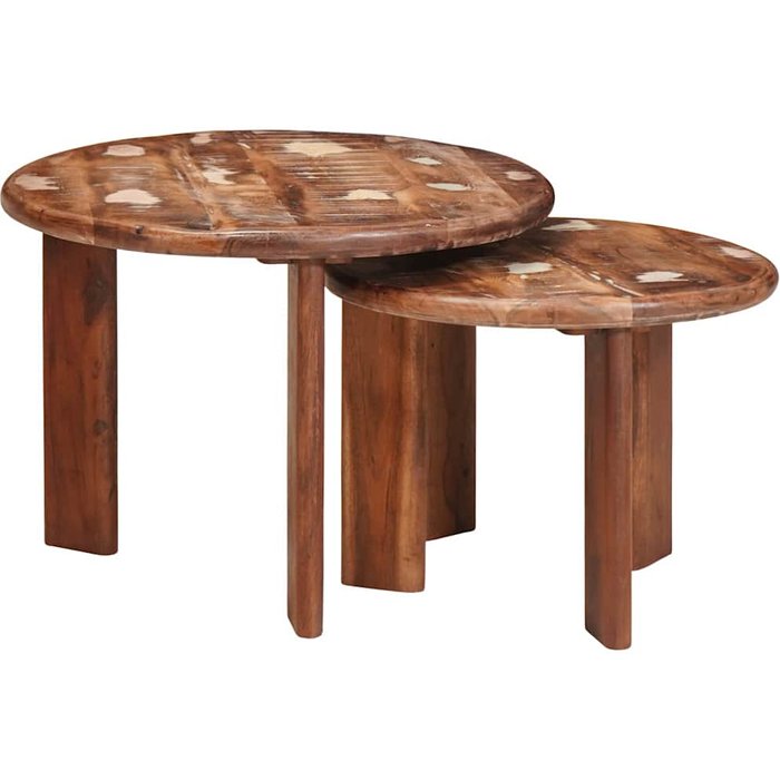 Mesas de café nido 2 pcs multicolor madera reciclada maciza vidaxl