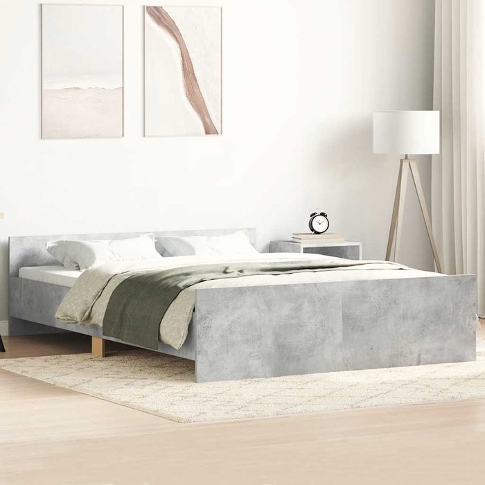 Estructura de cama con cabecero piecero gris hormigón 120x200cm vidaxl
