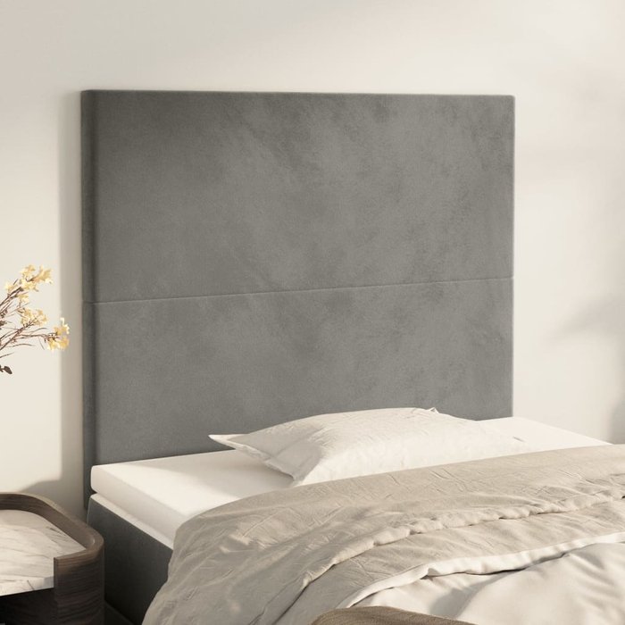 Cabeceros 2 uds gris claro 100x5x78/88 cm terciopelo