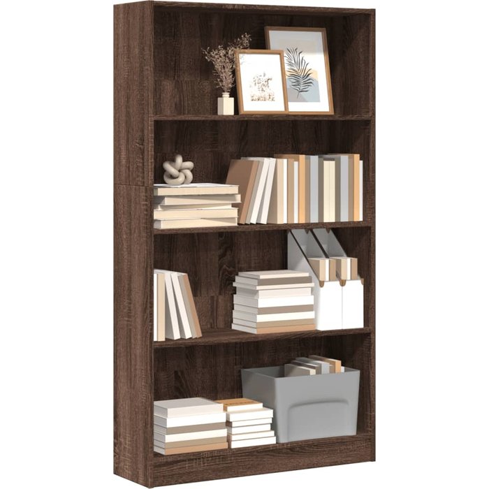 Librería roble marrón 80x24x143 cm madera contrachapada