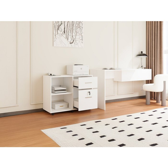 Cajonera de oficina - 2 cajones - blanco - niliko