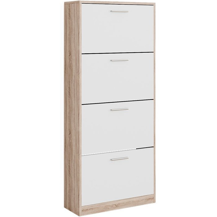 Vicco mueble zapatero gizmo, sonoma/blanco, 59 x 137 cm con 4 compartimentos