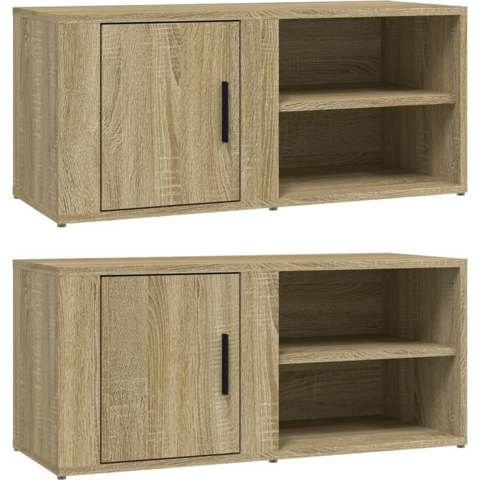 Mueble tv 2 uds roble sonoma 80x31,5x36 cm madera contrachapada