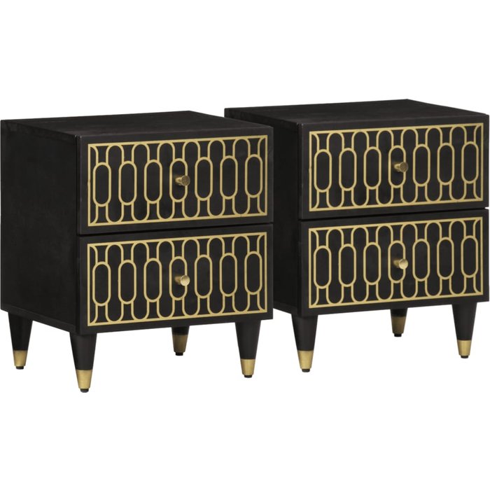 Mesitas de noche 2 unidades madera maciza de mango 40x33x46 cm