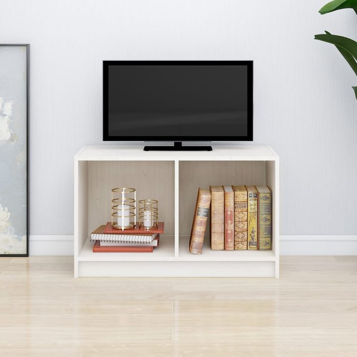 Mueble tv blanco 70x33x42 cm madera maciza de pino