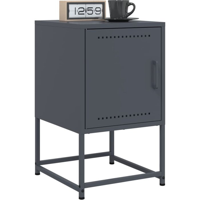Mesitas de noche 2 piezas antracita 36x39x60,5 cm acero