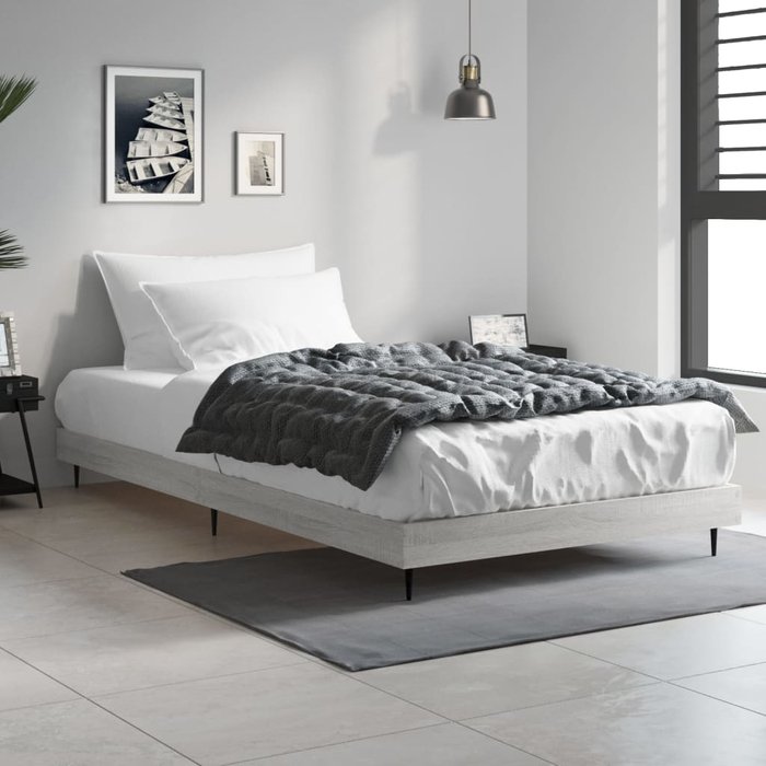 Estructura de cama gris sonoma 90x190 cm de madera contrachapada