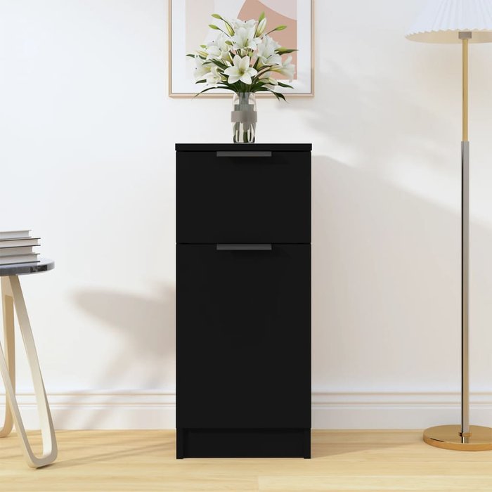 Aparador negro 30x30x70 cm de madera contrachapada