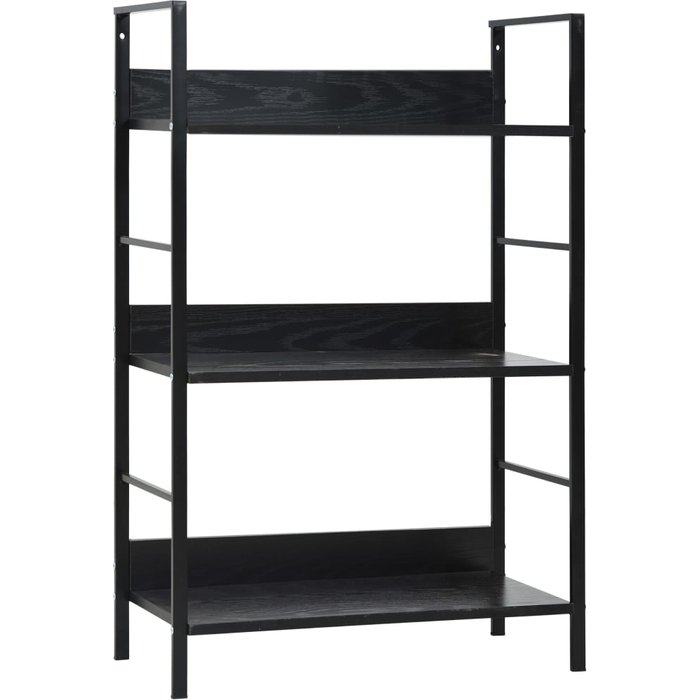 Librería de 3 niveles de madera contrachapada negra 60x27,6x90,5 cm