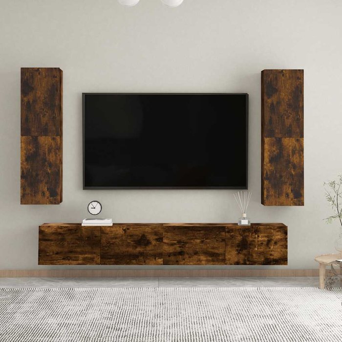Mueble de tv de pared de roble ahumado 30,5 x 30 x 110 cm