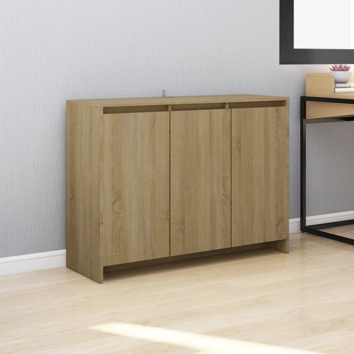 Aparador de madera contrachapada roble sonoma 102x33x75 cm v5364 unico / beige