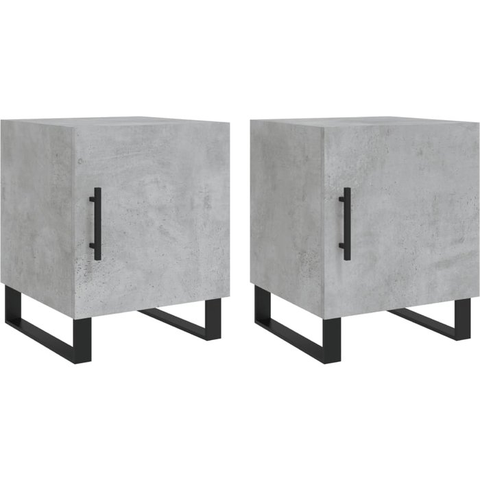 Mesitas de noche 2 piezas gris cemento 40x40x50 cm madera contrachapada