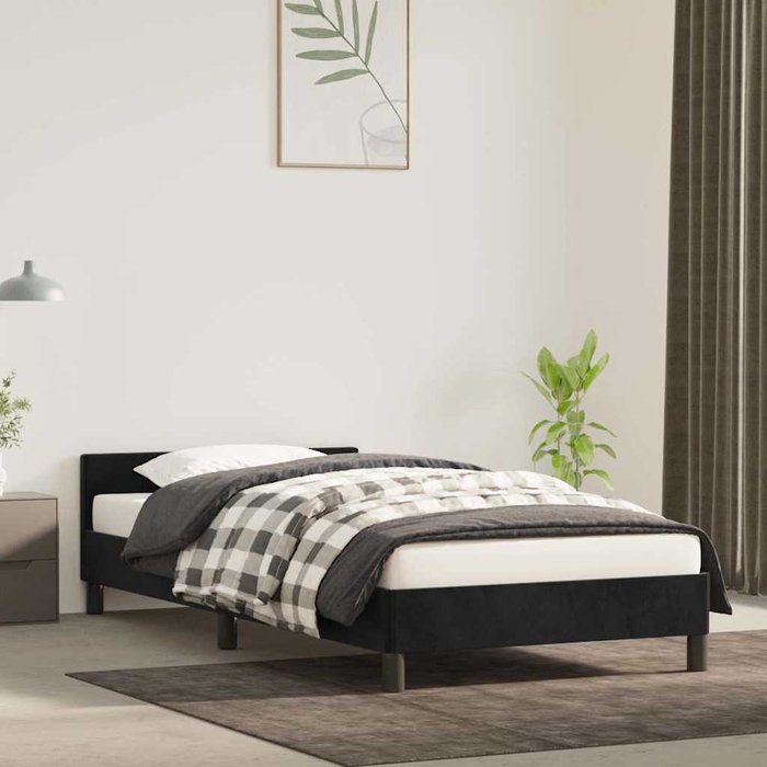 Maison exclusive - cama con cabecero sin colchón terciopelo negro 90x200 cm