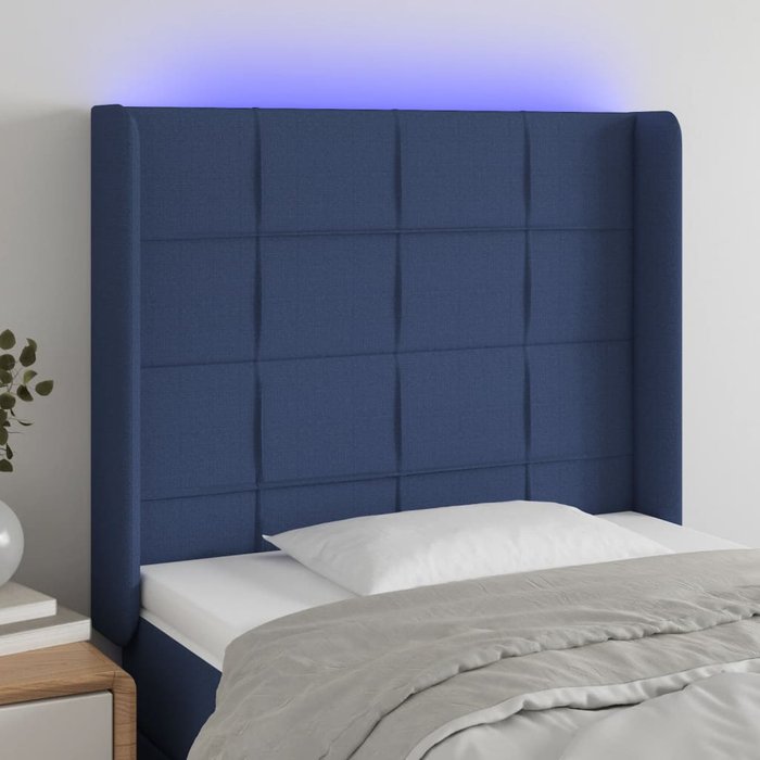 Cabecero led azul 83x16x118/128 cm tela