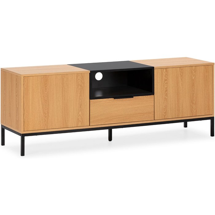 Mueble tv nieve 2 puertas 1 cajón roble