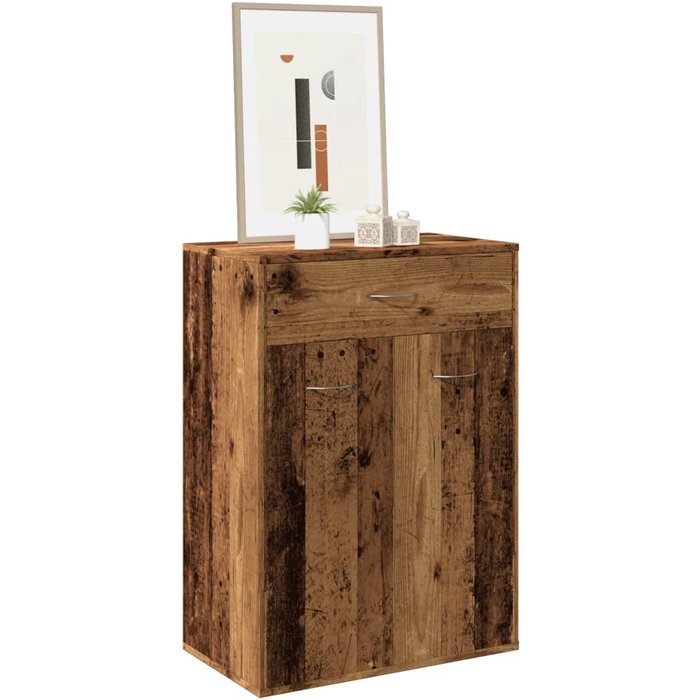 Zapatero de madera envejecida, 60x35x84 cm, madera de ingeniería.