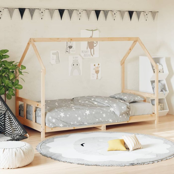 Vidaxl estructura de cama para niños madera maciza de pino 90x200 cm