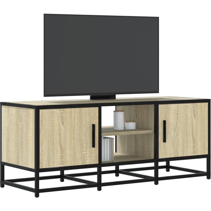 Mueble tv roble sonoma 100x35x41 cm madera contrachapada y metal