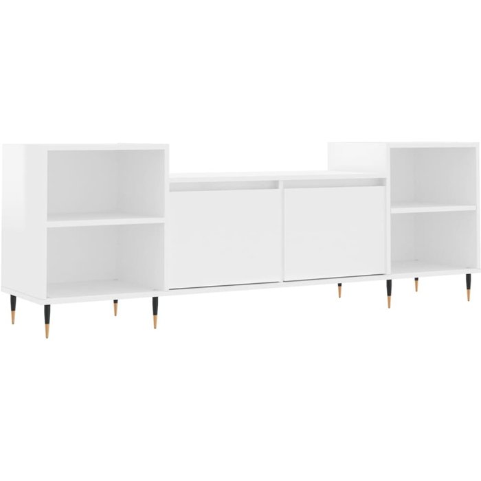 Mueble tv blanco brillo 160x35x55 cm madera contrachapada