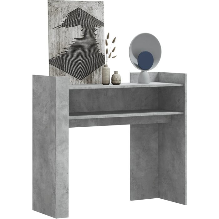 Mesa consola gris hormigón 100x35x90 cm de madera contrachapada