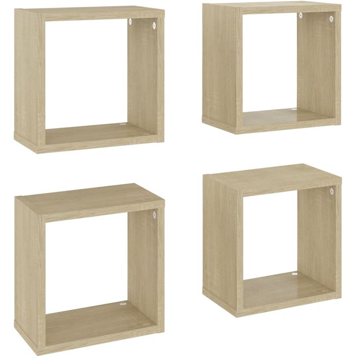 Estantería de pared cubo 4 piezas color roble 26x15x26 cm - comfortxl